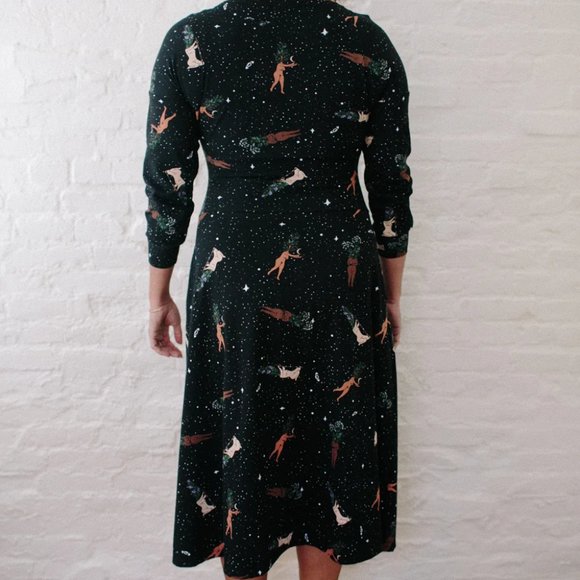 Witchy dress herbal femme custom art print @merakilabbe NWOT 3/4 sleeve - Picture 4 of 6